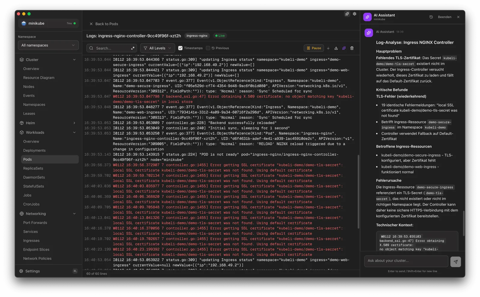 Kubeli AI log analysis
